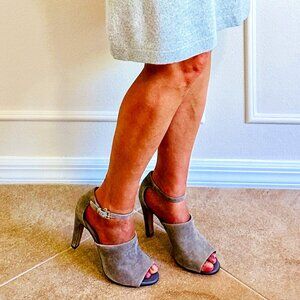 Banana Republic grey suede Rilee sandals -- in original box